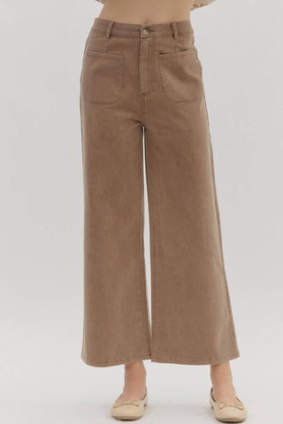 Entro - High Waist Wide Leg Pocket Pants