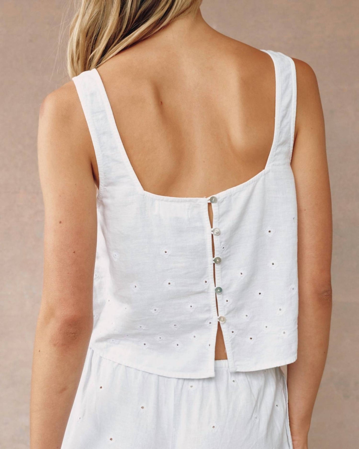 Bella Dahl - Women's Square Neck Button Back Tank Top