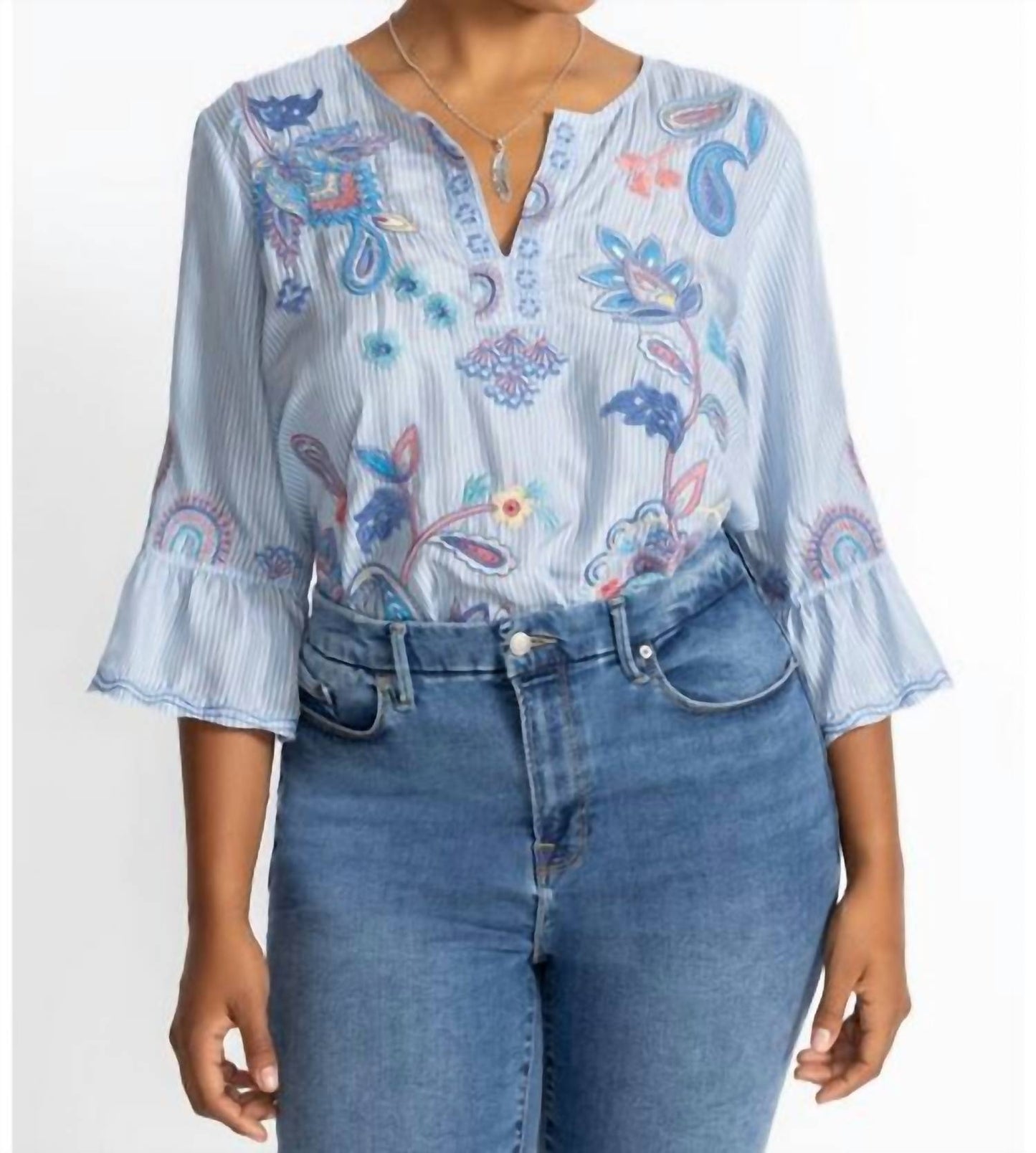 Johnny Was - WOMEN'S RUFFLE SLEEVE BLOUSE NEILLY PLUS