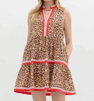 Entro - Women's Leopard Print Sleeveless Mini Dress