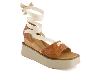 Andrea - Women's Ribbon Lace Platform Wedge Sandals