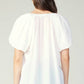 Current Air - Gathered Detail Split-neck Short-sleeve Blouse