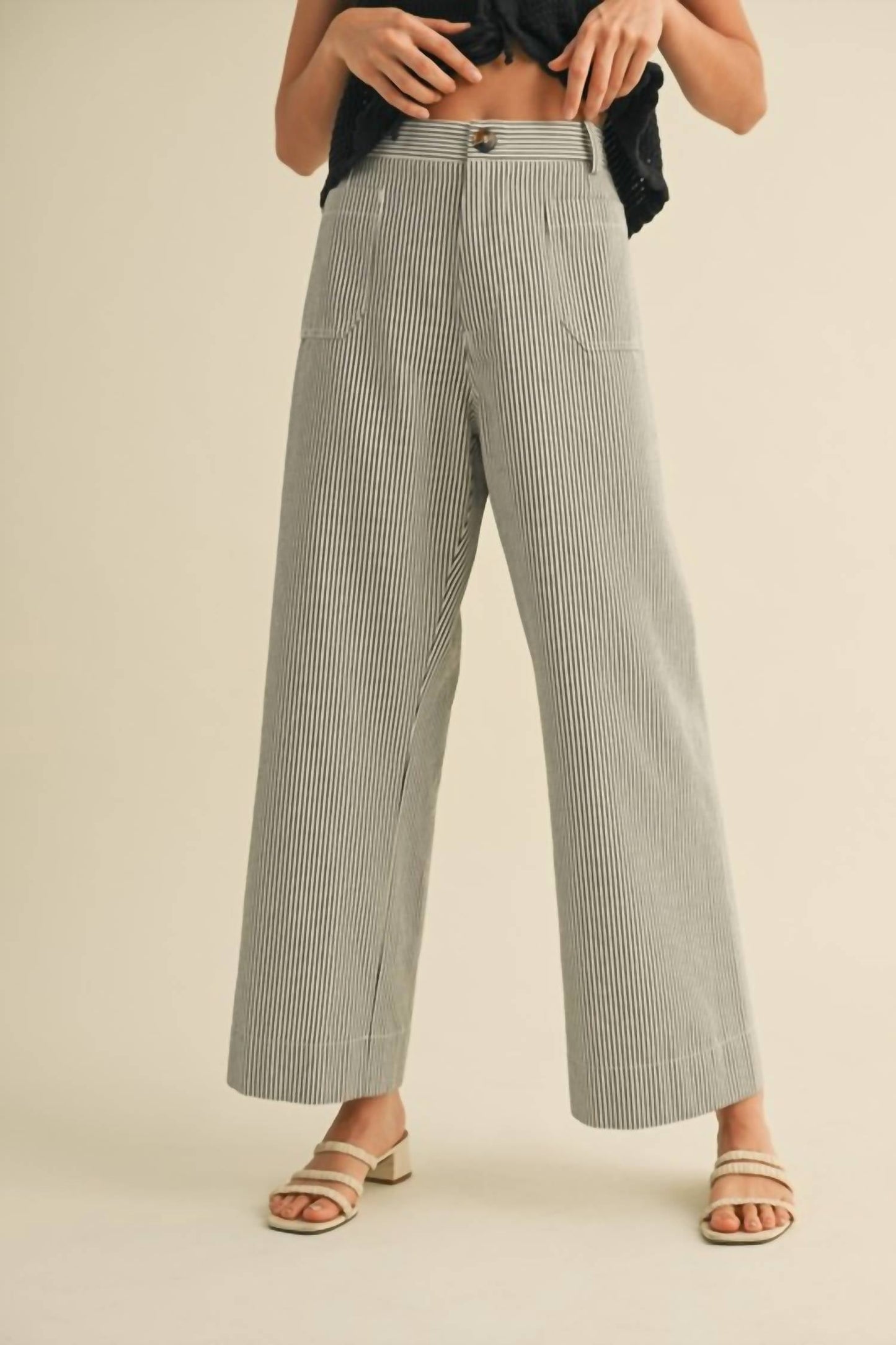 &Merci - Striped High Waist Cropped Pants
