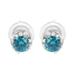 14K White Gold 1/2 cttw White and Treated Blue Round Diamond Earrings (I-J I2-I3)