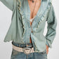 Free People - Tattered And Ruffled Denim Top