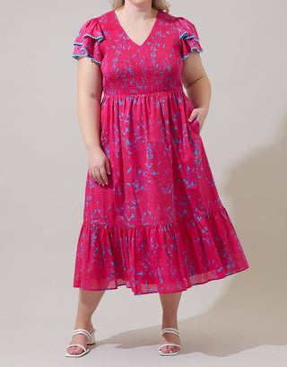 Sugarlips - Floral Patte Tiered Midi Dress - Plus