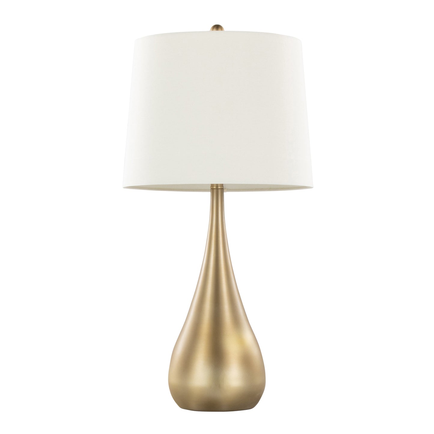 Pebble 29" Contemporary Metal Table Lamp Set in Gold with White Linen Shades - Set of 2