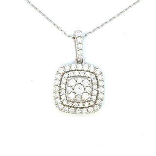Aamiaa - 1.00 Carat Natural Diamond Cushion Double Halo Pendant