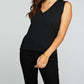 Chaser - GAUZE JERSEY ROLLED ARMHOLE V NECK MUSCLE TANK