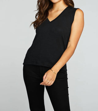 Chaser - GAUZE JERSEY ROLLED ARMHOLE V NECK MUSCLE TANK