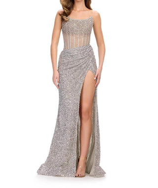 Ashleylauren - Crystal Beadwork Strapless Gown