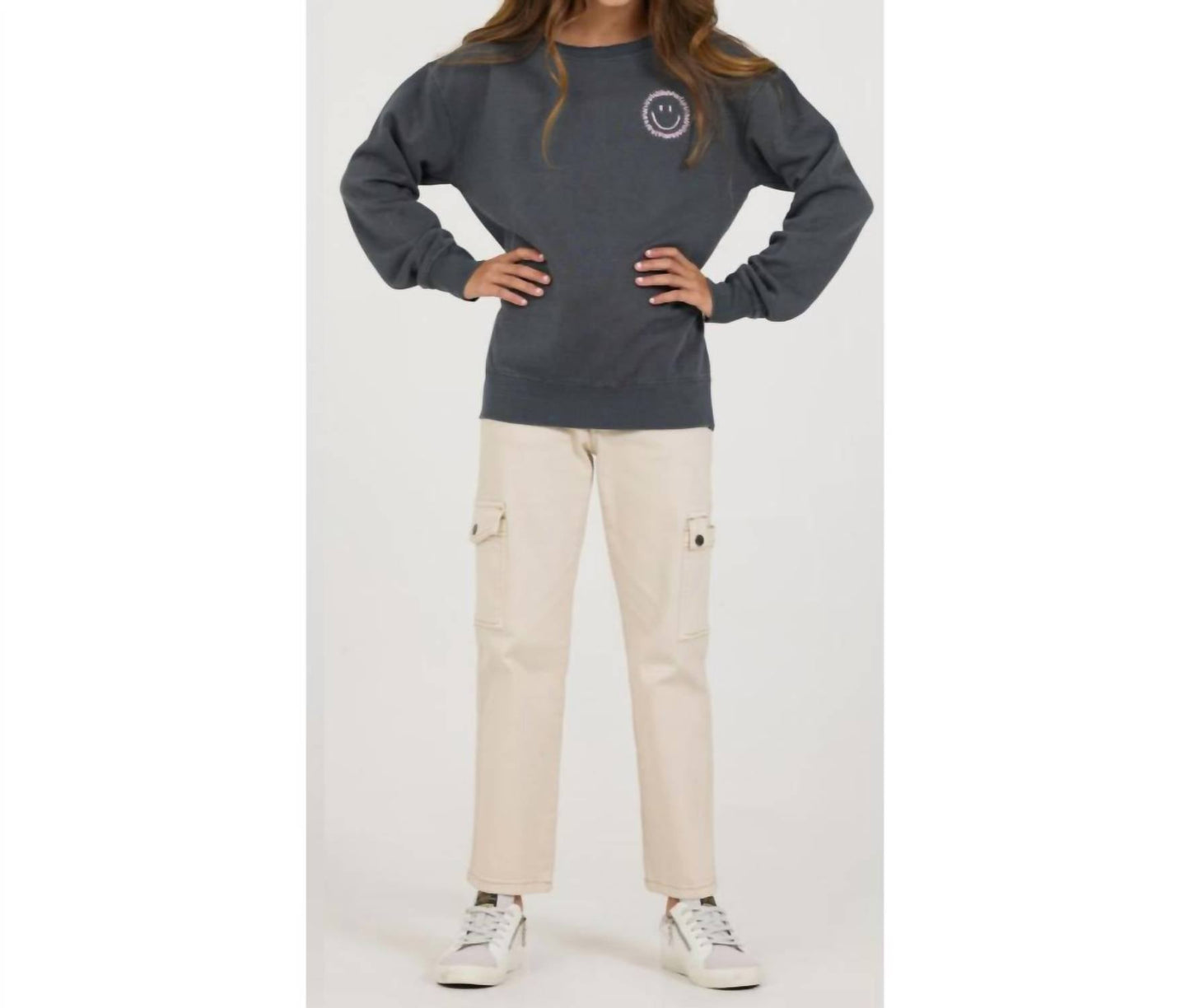 Vintage Havana - Love Off Shoulder Crew Sweatshirt