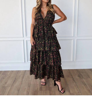 2.7 August Apparel - Flora & Noir Maxi Dress