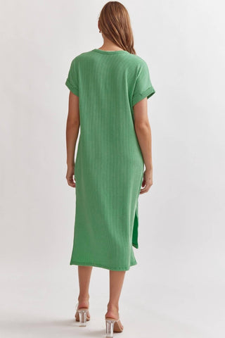 Entro - Ribbed Short Sleeve Midi Dress