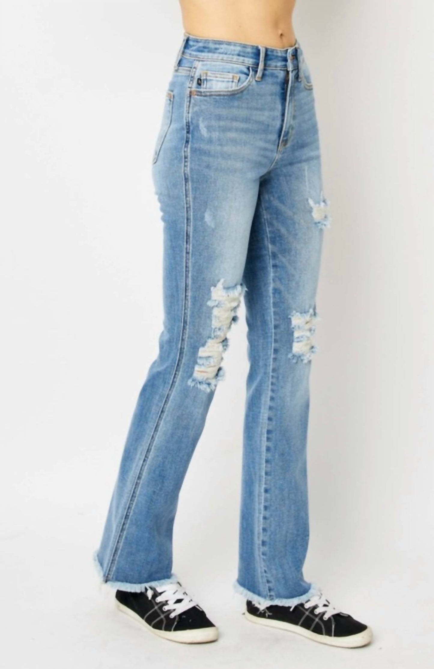 Judy Blue - Women's High Waisted Fray Hem Bootcut Jeans