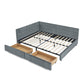 Mid-Century Storage Upholstered Tufted Bed Frame with Backrest and Armrests