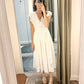 Current Air - V-neck Flutter Slv White Midi Dress