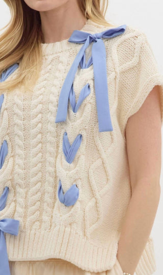 Entro - Blue Ribbon Short Sleeve Sweater