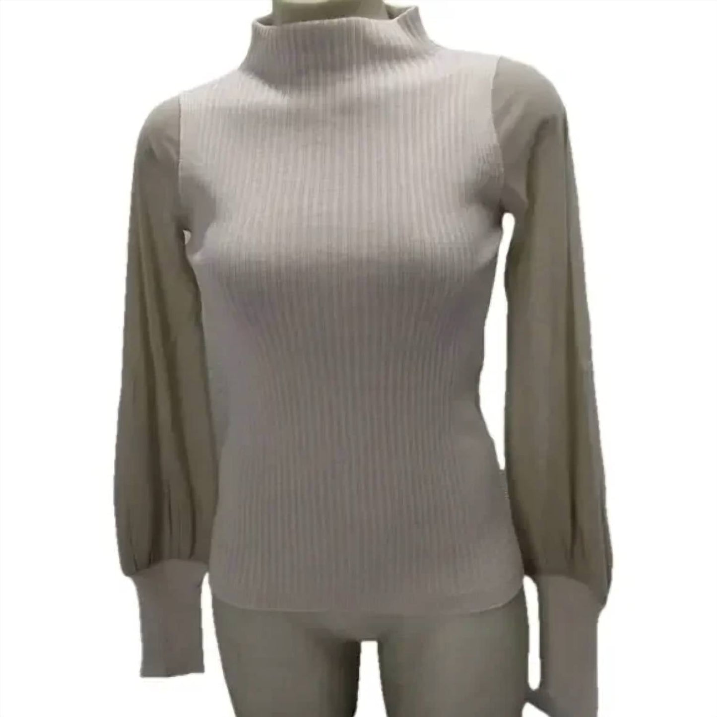 D.Exterior - Women's Ribbed Tullle Long Sleeve Shirt