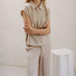 By Together - Gauze Button Down Collar Neck Sleeveless Top