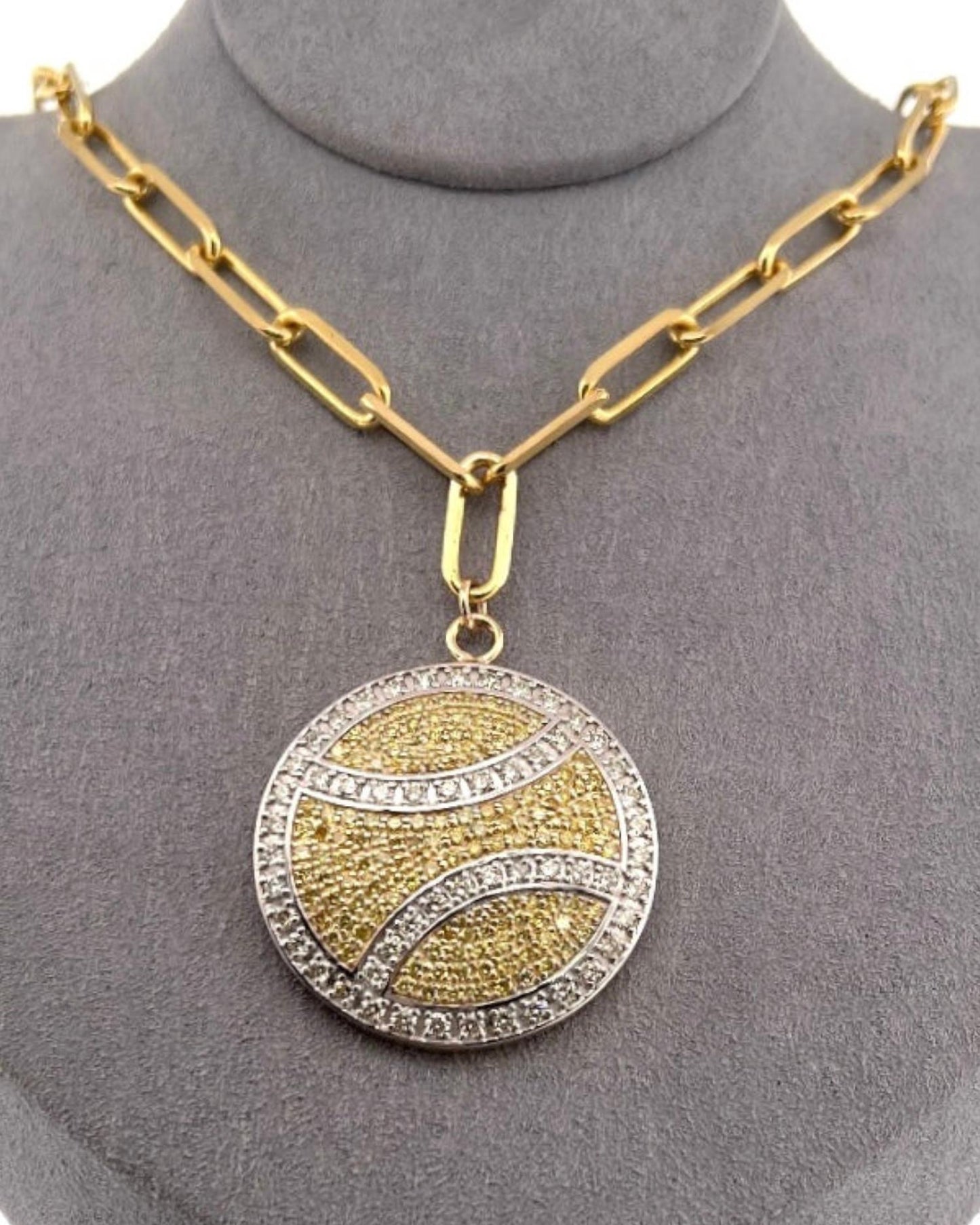 Love Love Tennis - Women's Big Diamond Tennis Ball Necklace