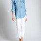 Apny - Double Layer Frayed Tulip Hem Cropped Pants
