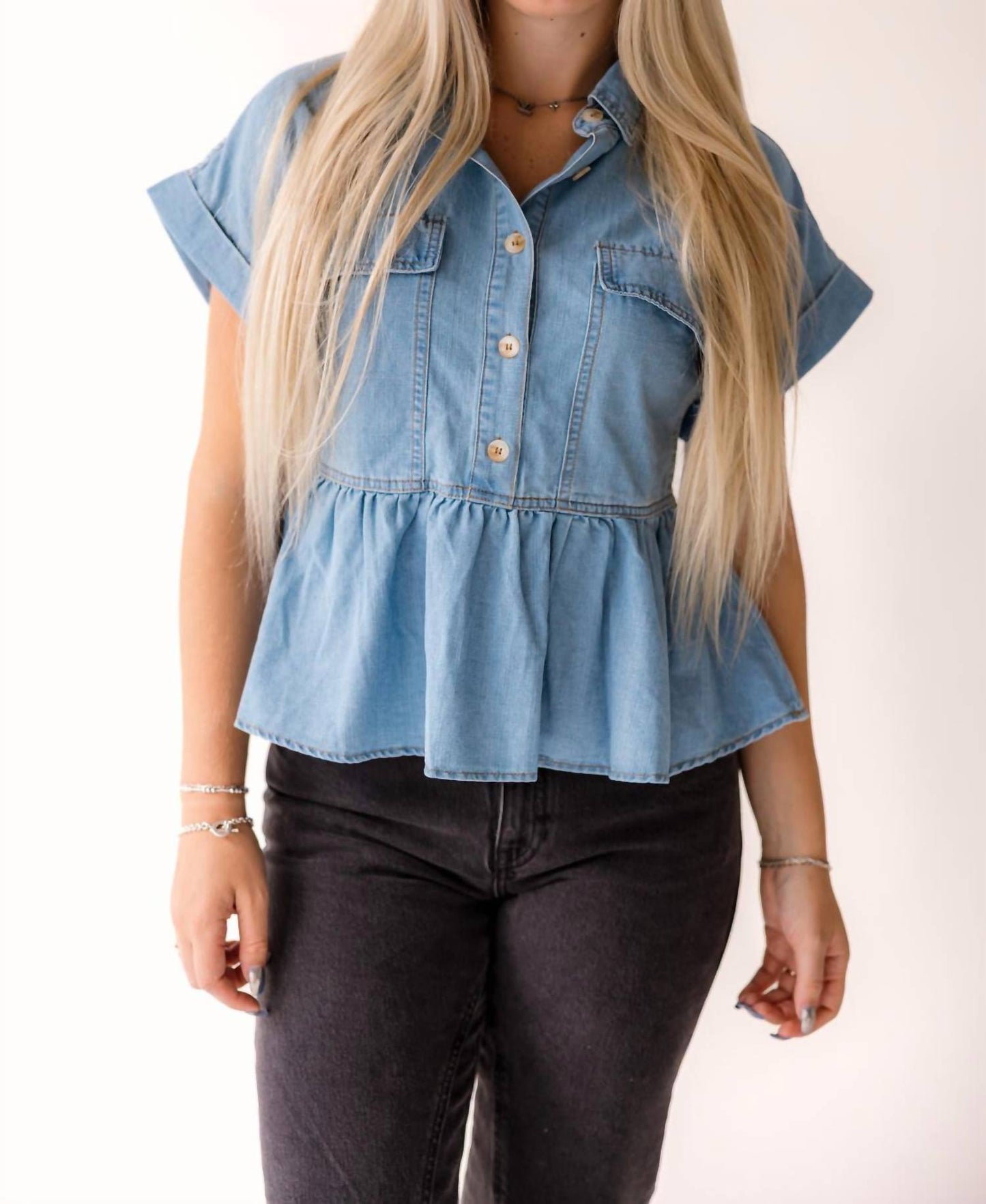 In February - Jenny Button Down Babydoll Top