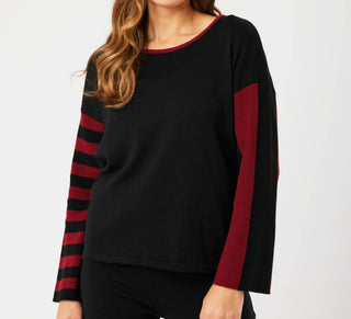 Angel Apparel - Stripe Sleeve Scoop Neck Top
