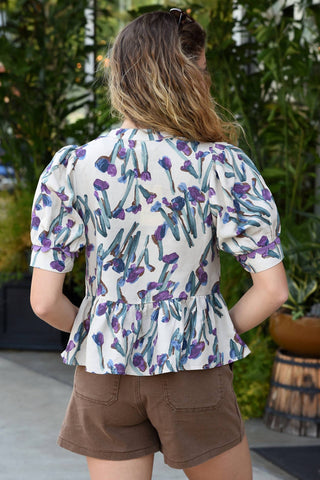 Entro - Ecru Top With Irises