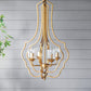 4 Light Metal Chandelier with Adjustable Chain - Gold
