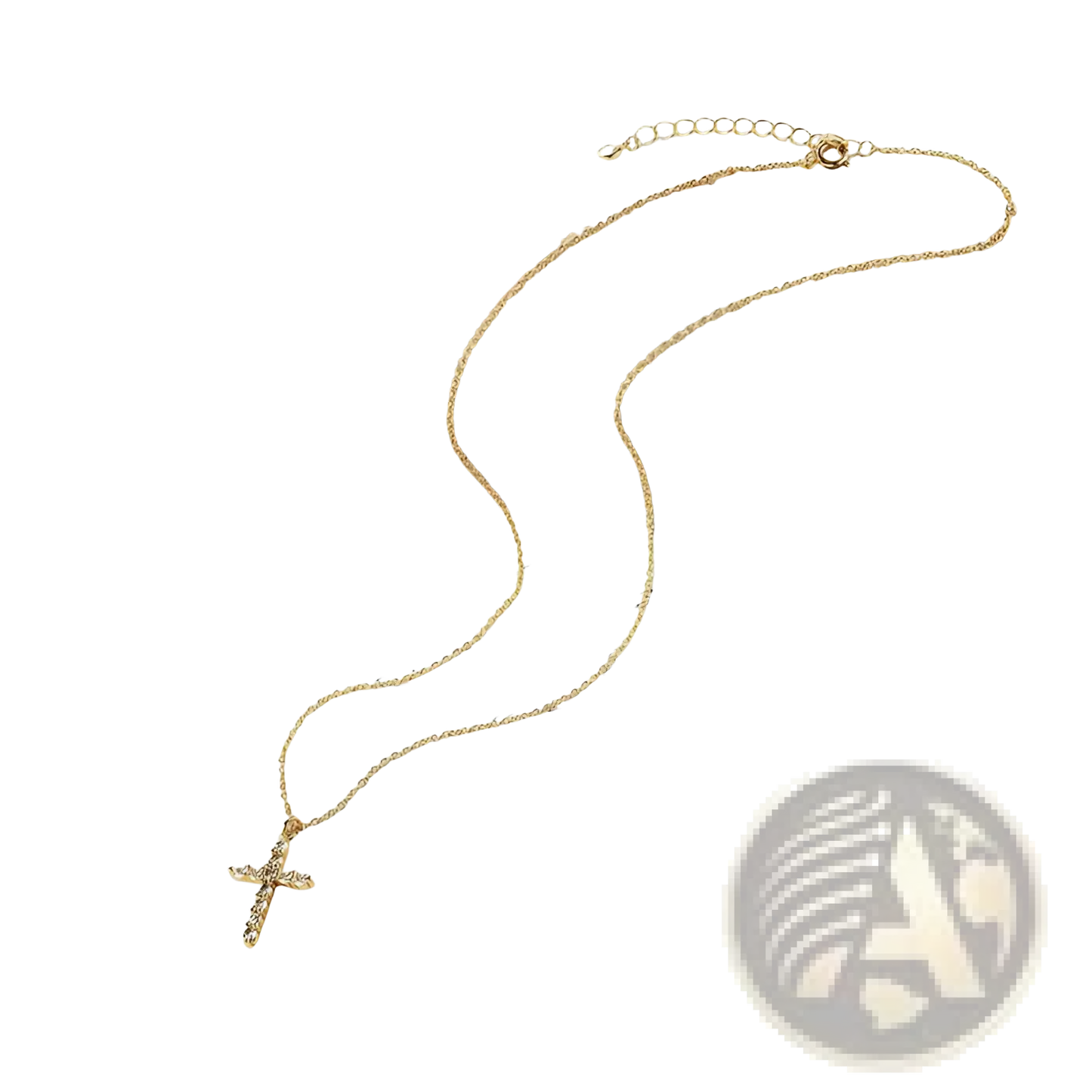Dainty 14k Gold Plated Sideways Cubic Zirconia Cross Necklace