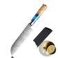 Damascus Chef Knife Set Blue Resin Handle 7 Piece