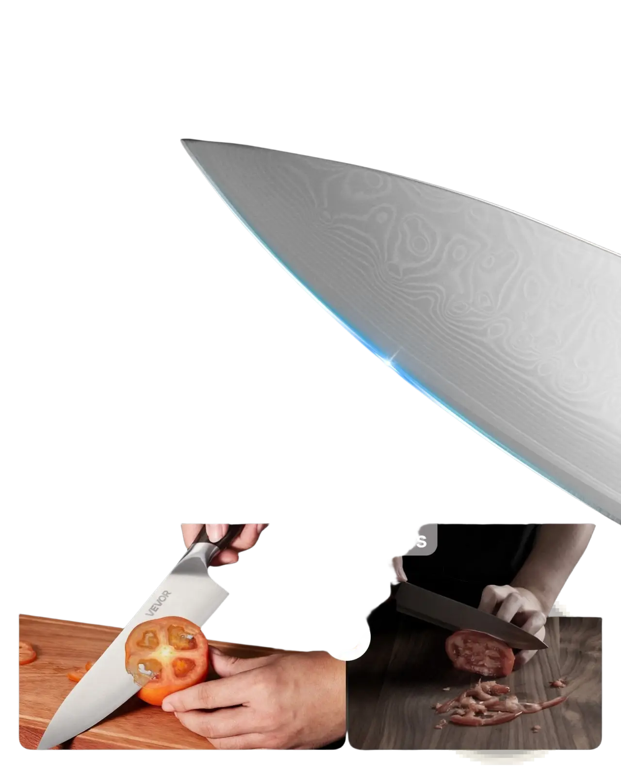 Damascus Kitchen Knife Set with Magnetic Holder