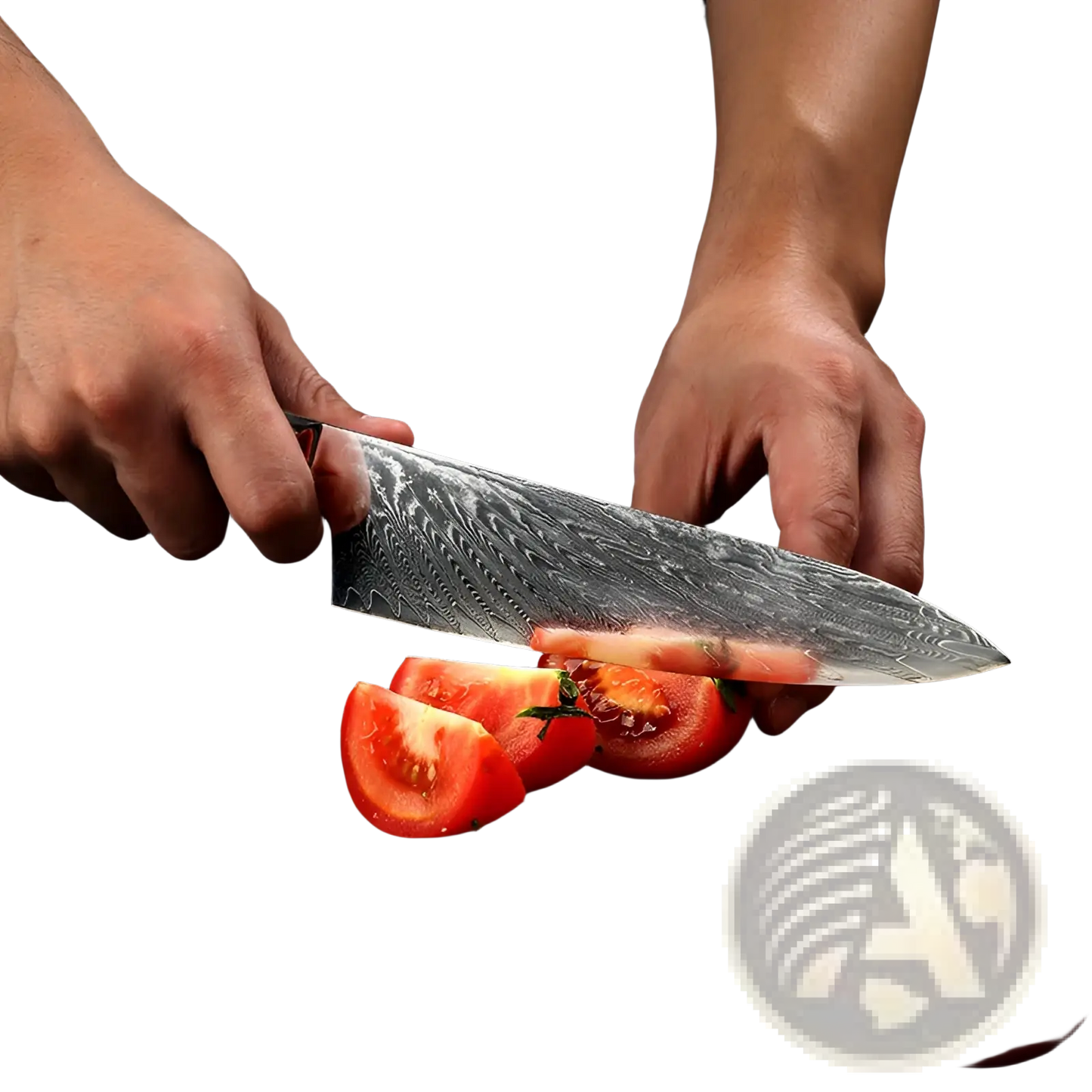 Damascus Steel Chef Knife with Blue Resin Wood Handle