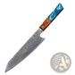 Damascus Steel Chef Knife with Blue Resin Wood Handle