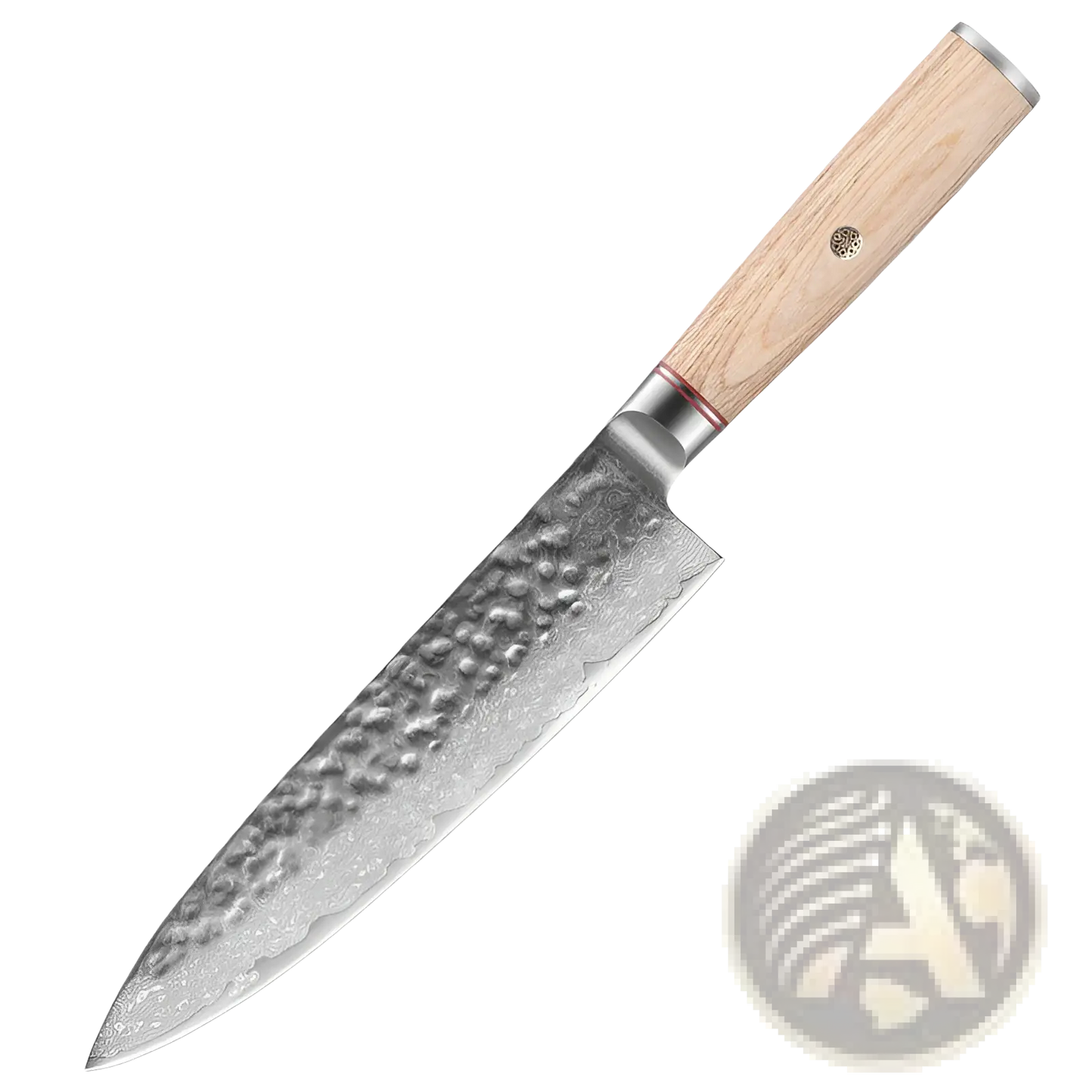 Damascus Steel Chef Knife Set 7 Piece Hammered Wood Handle