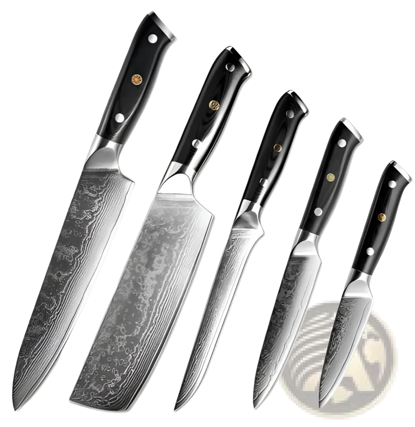 Damascus Steel Kitchen Knife Set 4 Piece G10 Handle