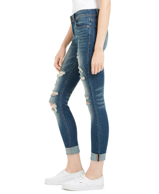Indigo Rein Juniors' Distressed Curvy Jeans Blue Size 1