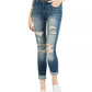 Indigo Rein Juniors' Distressed Curvy Jeans Blue Size 1