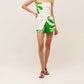 Cala De La Cruz - Print Button Down Strapless Top