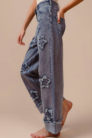 Bibi - Denim Washed Star Patched Jeans