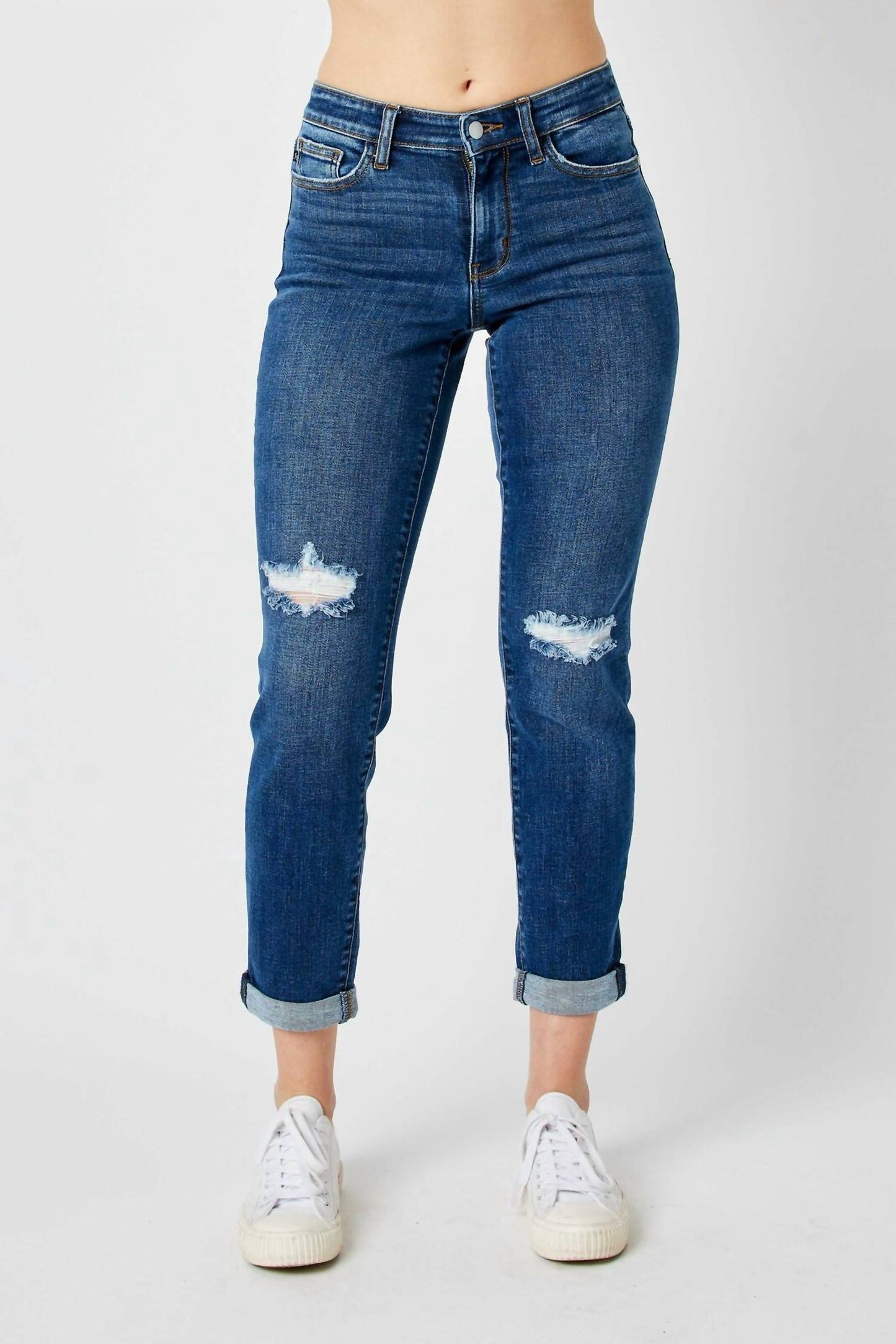 Judy Blue - Women's Destroyed Slim Curvy Jeans