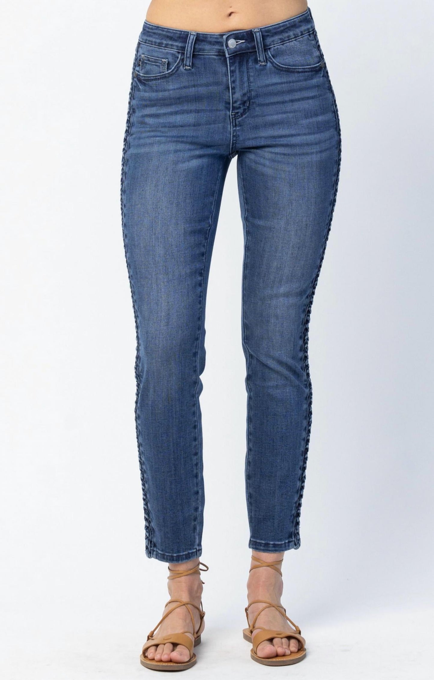 Judy Blue - Relaxed Fit With Side Braid Detail Jeans - Plus Sizes