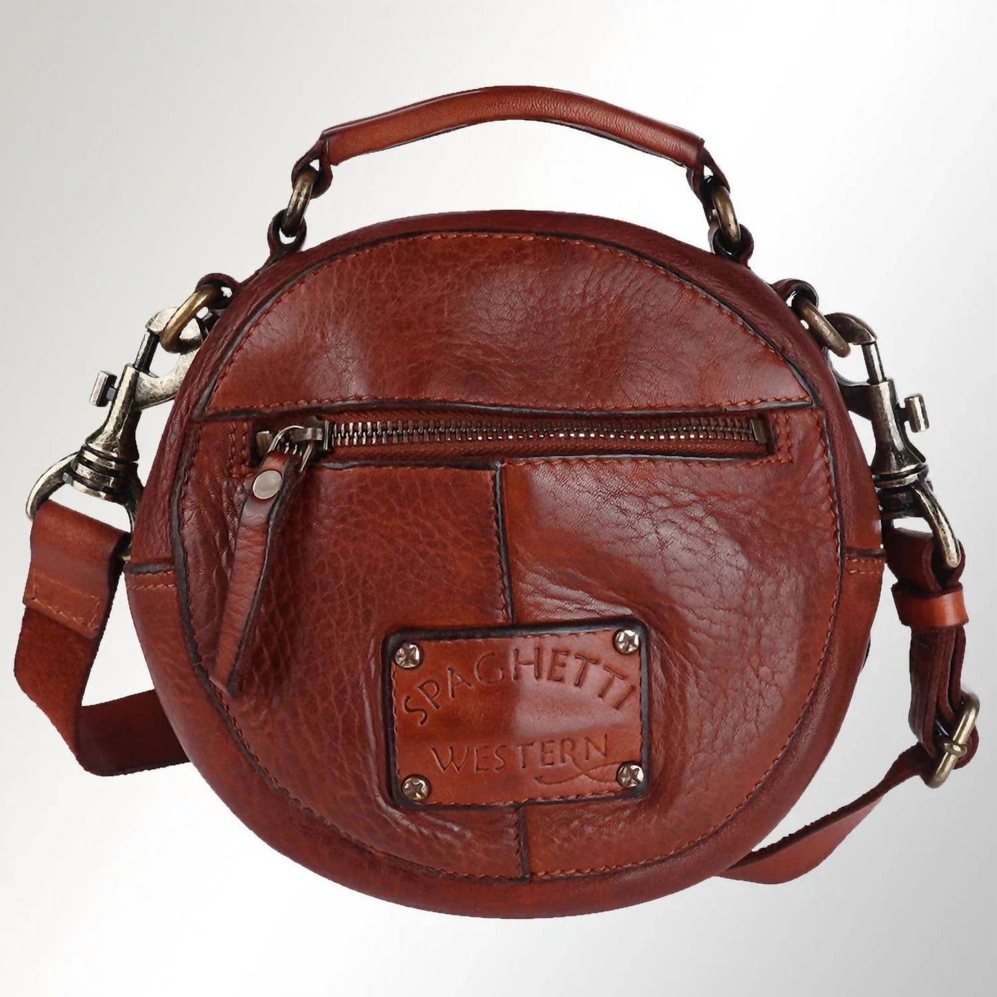 Spaghetti Western - Women's Round leather Western Canteen Bag