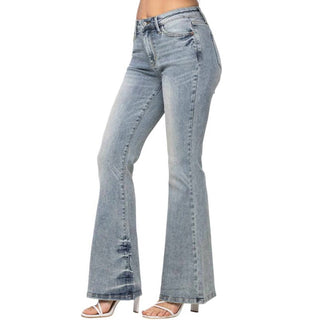 Judy Blue - Tinted Pin Tack Flare Jeans
