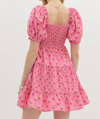 Entro - Smocked Floral Mini Dress