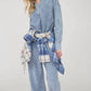 Blu Pepper - Washed Long Sleeve U Hem Polo Knit Top