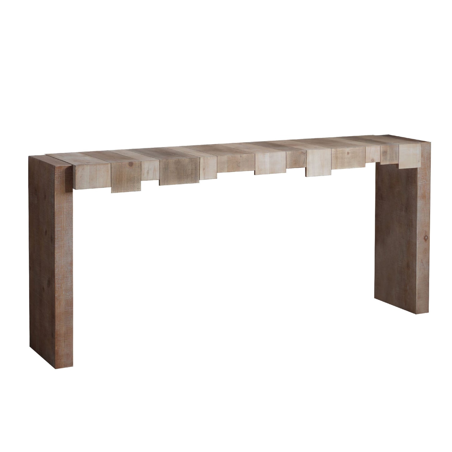 Modern Rustic Console Table - 71" Entryway Table with Sculpted Block Design