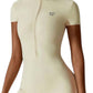 Rockstar Peach - Scuba Short Sleeve Zip Jumpsuit