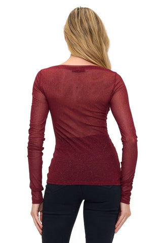Ariella - Sparkle Mesh Ruched Top